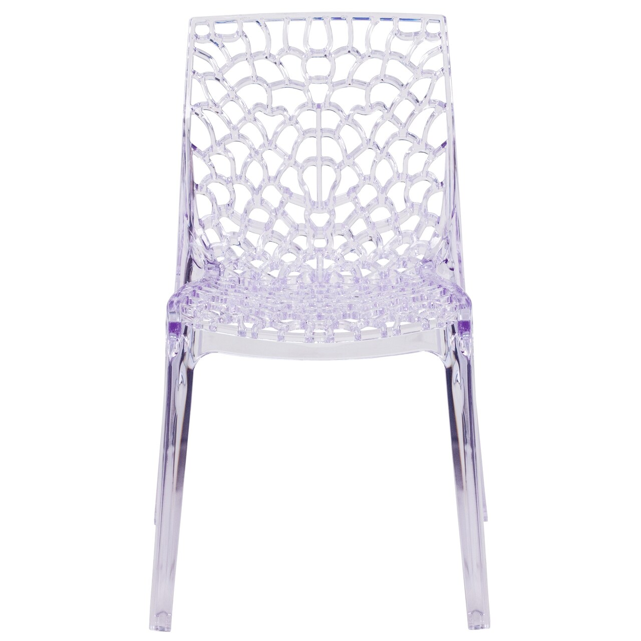 Flash Furniture 31&#x201D; Transparent Crystal Square Back Indoor or Outdoor Stackable Side Chair